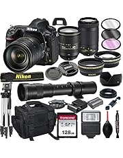 Nikon D850 DSLR Camera with 24-120mm VR and 70-300mm Lens Bundle with 420-800mm Preset f/8 Telephoto Lens + 128GB Card, Tripod, Flash, and More (23pc Bundle)