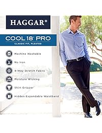 Pantalón delantero plisado de corte clásico Cool 18 Pro de Haggar para hombre, grande y alto