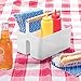 mDesign Plastic Portable Shower Caddy Divided Basket Bin Storage Organizer with Bamboo Handle for Bathroom, Dorm, Shelf & Cabinet Holds Shampoo, Conditioner - Aura Collection, White/Natural
