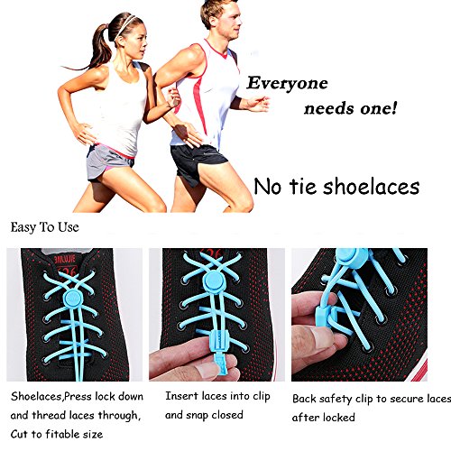 image for Coolnice Silicone Elastic No Tie Shoe Laces for Kids, Adults Tennis Sh