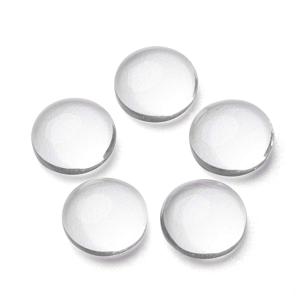 Craftdady 200Pcs Transparent Clear Glass Cabochons 8mm Flat Back Half Round Dome Tiles for Photo Pendant Jewelry Craft Making