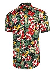 COOFANDY Men's Hawaiian Floral Shirts Button Down