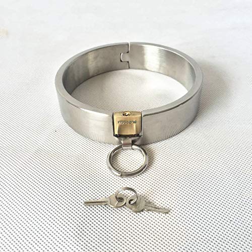 BDSM Metal Collar with Lock Stainless Steel Bondage Slave/Torture/Fetish Toys with O-Ring Adult Toy Torture for Men Women and Couples,Female11.7CM