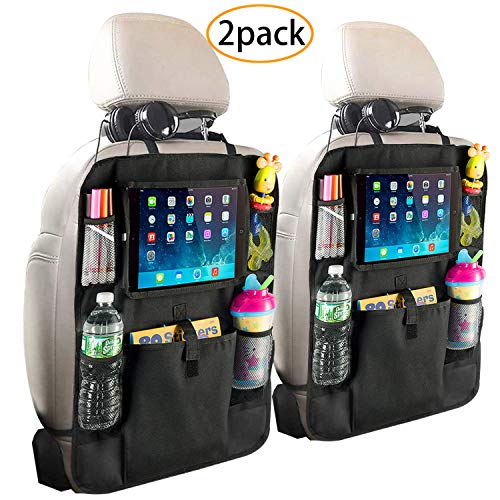 Fullsexy 2 Pack Car Backseat Organizer with Touch Screen Tablet Holder, Waterproof Kick Mats Back Seat Protector, NO Bad Smell (24" X 16")
