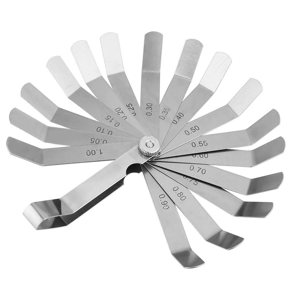 Photo 1 of 0.05-1.00mm Feeler Gauge Set, Stainless Steel Curved Feeler Gauge Measurement Tool, 16 Blade Offset Feeler Gauge Set, for Measuring Gap