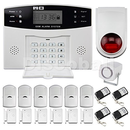 Discoball? Burglar Alarm system Security Wireless GSM Autodial Call Home House Intruder Alarm with Control Host Outdoor Siren PIR Motion Detector and Door/Window Gap Detector by discoball