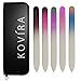 Kovira Glass Nail Files with Case (Pack of 5) - Long Lasting Double Sided Glass File - Manicure/Pedicure Set for Natural Nails and False Nails - Professional Crystal File
