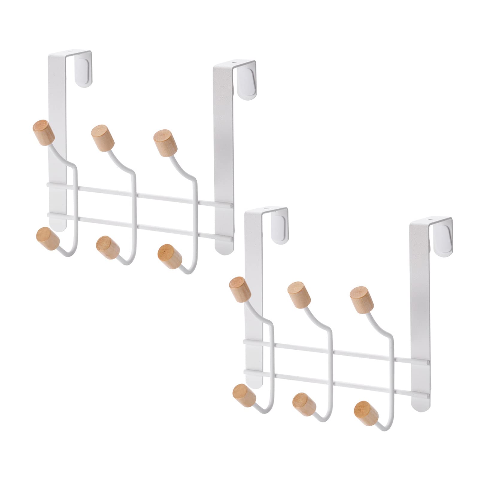 BEEK Door Hook for Hanging Coat Hooks Door Coat Hooks for Door Wardrobe Hooks Kitchen Bathroom Hallway Bedroom Coat Hooks Door Wardrobe with 6 Hooks 2 Set No Drilling