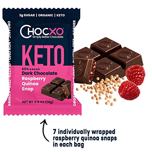 ChocXO Keto Dark Chocolate Raspberry & Quinoa Snaps Keto Certified