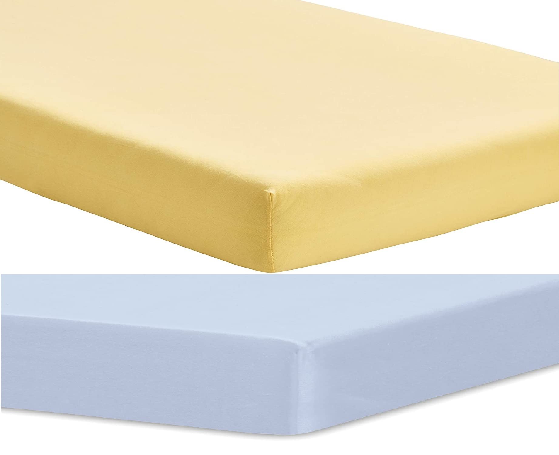 Dudu N Girlie Cotton Jersey Cot Fitted Sheets, 60 cm x 120 cm,2-Piece, Blue/Yellow