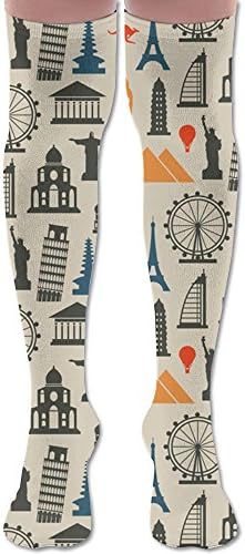 European Architecture Compression Socks Soccer Socks Knee High Sock Tall 25.5" For Running,Medical,Athletic,Edema,Diabetic,Varicose Veins,Travel,Pregnancy,Shin Splints,Nursing
