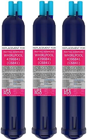 3 Pack Refrigerator Water Filter 4396841 4396710 Filter3 Replacement by LifeH2O | Advanced Filtration Technology | Easy Installation | Compatible with Maytag Whirlpool Kenmore and PUR Fridge Models