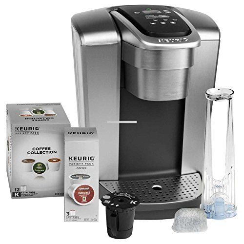 Keurig K-Elite C Single Serve Coffee Maker (Brushed Silver) with 15 K-Cups, Water Filter, and My K-Cup