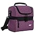 MIER 2 Compartment Lunch Bag for Men Women, Leakproof Insulated Cooler Bag for Work, Purple, Medium