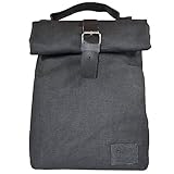 Waxed Canvas Insulated Reusable Lunch Bag w/Grip Easy Carry for Work/Travel Handmade by Hide & Drink :: Charcoal Black