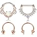 Jstyle 4 Pcs 316L Stainless Steel Septum Ring Nose Hoop Piercing 16G 8MM Silver Rose Gold Tone (4pcs Rose-Gold Tone)
