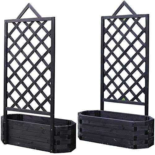 Melko Rankgitter mit Pflanzkasten 150 cm hoch Blumenkasten mit Rankhilfe aus Holz für Kletterplfanzen – Bild 8