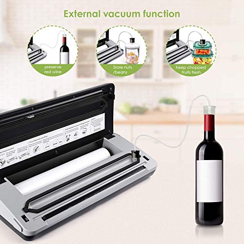 PARTU 2-in-1 Vacuum Sealer Machine Automatic Food Sealing & Vacuum for Dry/Wet Food Savers w/ 11" x 118" Sealer Bag , 2 External Suction Pipe for Fresh-keeping Tank and Clothes Storage