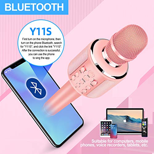 Aokeo K-1 Wireless Bluetooth Karaoke Microphone.Volume is Loud, Sound Quality is Clear. Suitable for Android/iPhone/PC, Party, Christmas Gift, Kids Christmas Gift, Kids Birthday Gift(Rose Gold) - Thumbnail 2