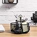 MyGift Rotating Black Metal Mesh Desktop Office Supplies Caddy with 7 Compartment for Pens, Pencils, Scissors and Accessories (Black)
