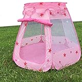 Play Tents For Girls-Pop Up Pink-Easy Folding Large Size for children, Kids and Toddlers-Indoor-Outside Summer Fun At Beach. Age 12 months to 8 year old. Balls NOT Included-Set Up In Under 30 Seconds