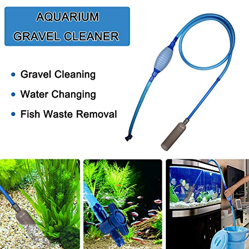 Senzeal Aquarium Gravel Cleaner Siphon Vacuum Gravel Cleaner Fish Tank Water Changer with Long Nozzle and Water Flow Controller for Water Sand Cleaning
