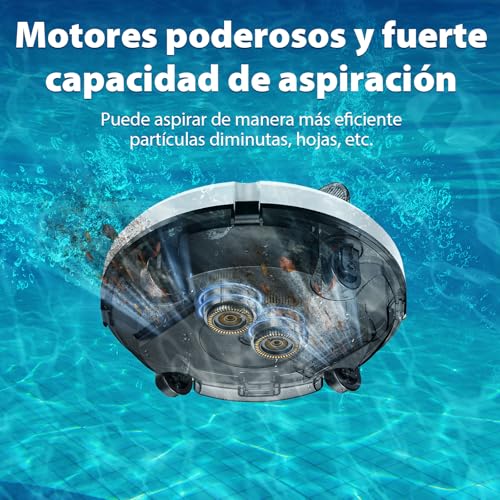 Redkey Upgrade S100 Robot Pool Cleaner Without Cable, 200 Minutes of Autonomy, Climbs 18° Slopes, Double Motor, Automatic Stop, Automatic Pool Cleaner for Pools up to 120㎡