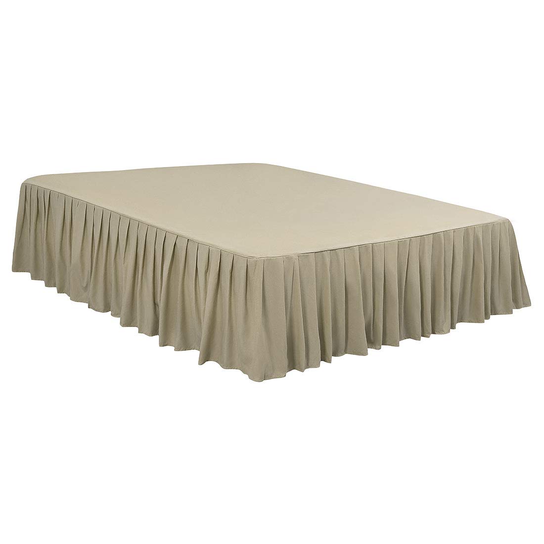 PiccoCasa Luxury Frilled Valance Fitted Sheet with 16"/ 40cm Ruffle, Soft Brushed Microfibre Frilled Valance Sheet Pleated Bed Skirt Wrinkle-Resistant (Double, Khaki)