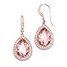 Mariell Blush Rose Crystal Gold Earrings with Pink Morganite Tone - Prom & Bridesmaids Peach Drop Dangles