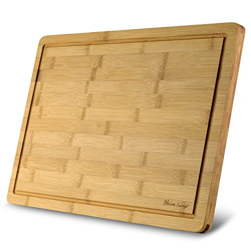Premium Organic Bamboo [ HEIM CONCEPT ] Extra Large Cutting Board and Serving Tray with Drip