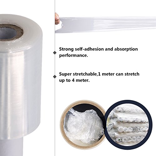 Industrial Strength Stretch Wrap Film with Handle for Pallet Wrap Moving Supplies Binding Wrap & Shrink Skid Wrap Film(4.3 inch x 492 feet) - Thumbnail 4