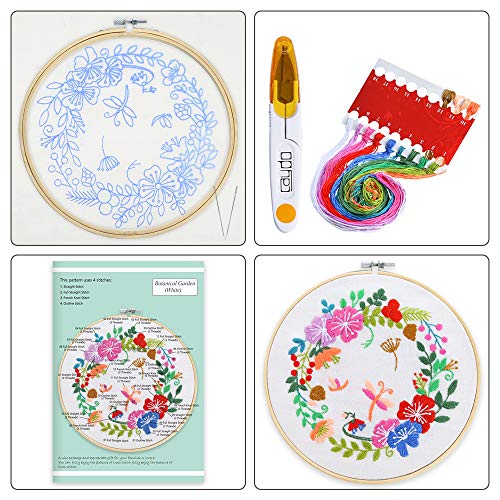 Caydo Full Range Embroidery Starter Kit with Pattern and Instructions