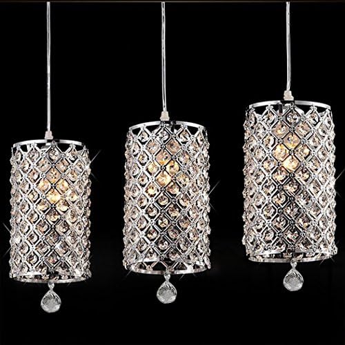 Modern Crystal Hanging Ceiling Light ,Caged Contemporary Pendant Lamp Fixture Lighting with Chain Chandelier for Hallway, Bar, Kitchen, Dining Room, Kids Room(Including 2 Bulbs )