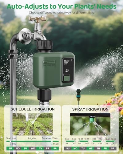 Shirvee RF433 Smart Irrigation Computer and WiFI Automatic Irrigation Programmer Batteries with 1 Outlet for Garden Greenhouse