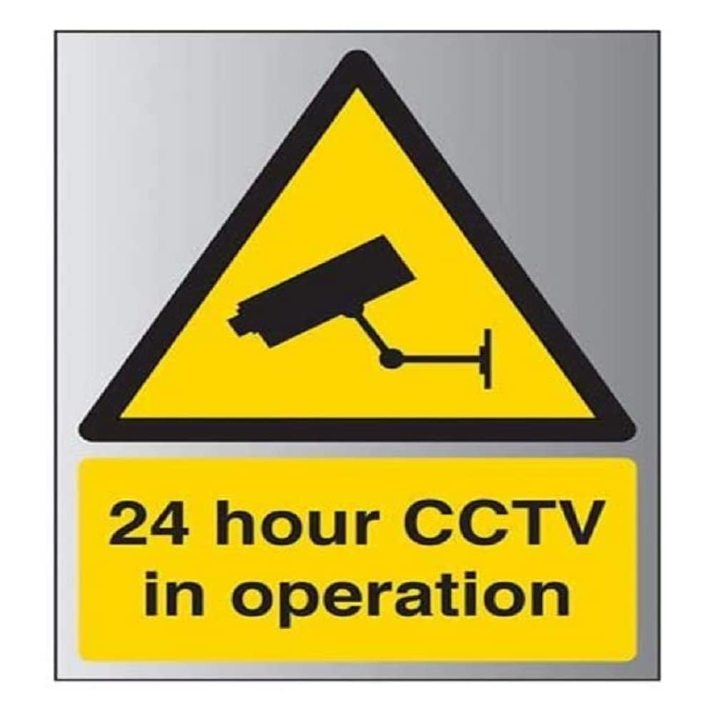 V Safety 24 Hour CCTV In Operation Sign - 150mm x 200mm - 3mm Brushed Alu Comp