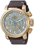 Invicta Men's 'Aviator' Quartz Gold-Tone and Leather Casual Watch, Color:Brown (Model: 22265)
