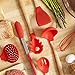 Silicone Cooking Utensils Set for Kitchen: 7 Piece Red Silicone Kitchen Utensil Set - BPA Free Heat Resistant Non Stick Silicone Tools with Wooden Handles - Kitchen Gadgets & Accessories Starter Sets