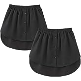 OBBUE Women's 2 Pcs Mini Adjustable Shirt Extender Removable Layering Half Length Underskirt with Buttons