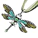 MFINHOME Fashion Rhinestone Inlay Gem Tone Green Dragonfly Pendant Necklace With Chain
