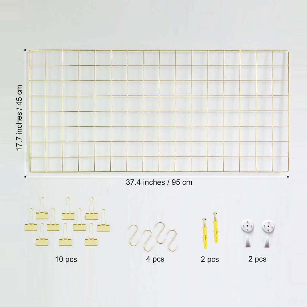 Wire Wall Grid Shelf, Wall Mounted Mesh Photo Display Panel for