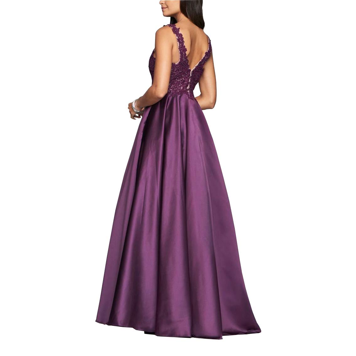 WHZZ Women's Lace Prom Dresses Satin Long Evening Formal Gowns Plus Size