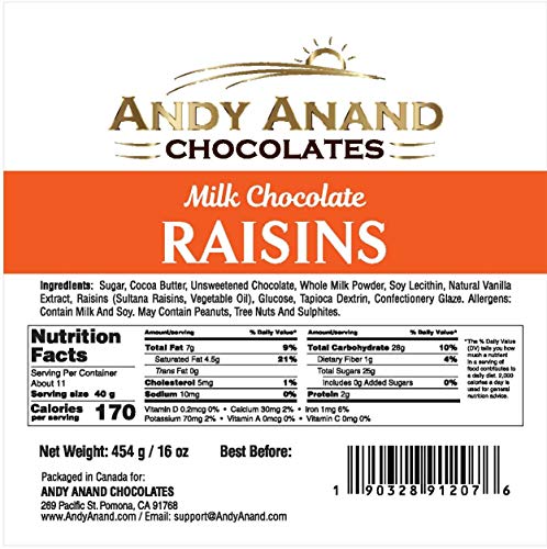 Andy Anand’s California Greek Yogurt covered Raisins 1 lbs, for Birthday, Valentine Day, Gourmet Christmas Holiday Food Gifts, Thanksgiving, Mothers Fathers Day, Get Well Basket Idea for Men & Women