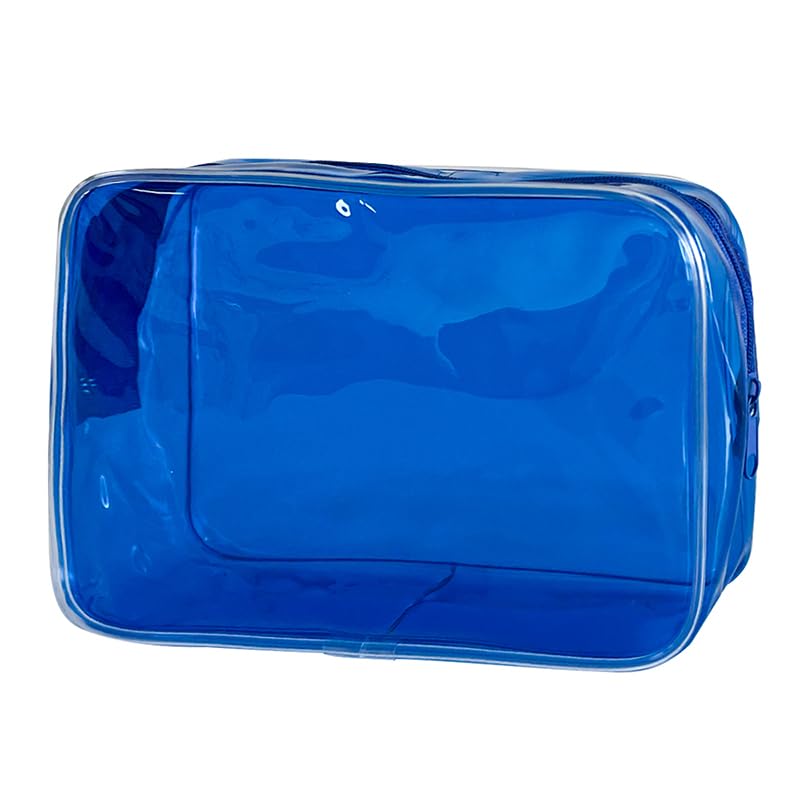 Photo 1 of TotePrint Clear Small Makeup Pouch Bag, 7"x2.3"x4.7" Size TSA Approved Toiletry Bag, Bark Blue Pvc Travel Bags for Toiletries,Transparent Cosmetic Bag for Women and Men Small (Bark Blue)