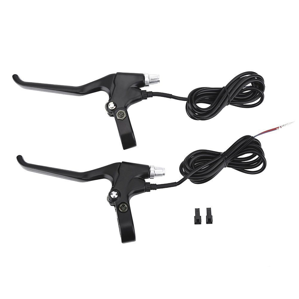 Dioche 1 Pair Bicycle Brake Lever, 2 Wires Aluminum Alloy Bicycle Brake Handle, Left & Right Electric Brake Lever Replacement Parts for Most Bicycle, Road Bike, Mountain Bike