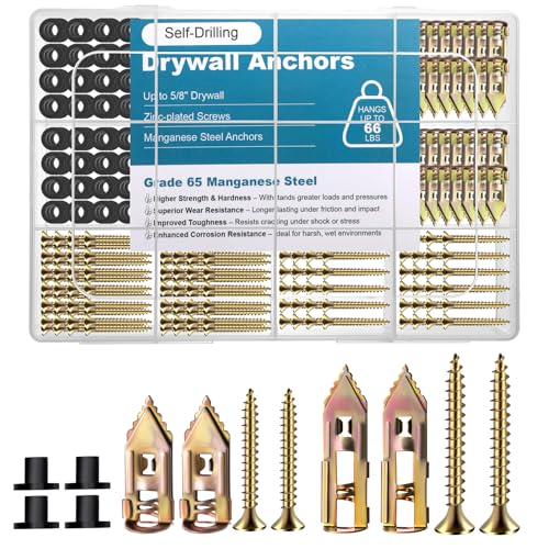 180 Pcs Upgraded Self Drilling Drywall Anchors with Screws Kit… at Amazon