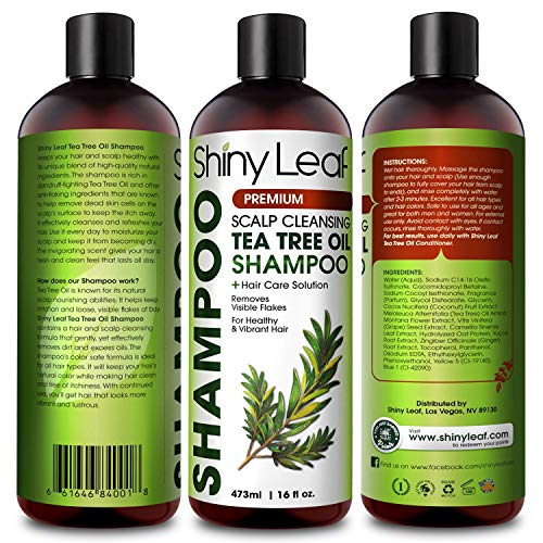 Tea Tree Shampoo with Scalp Cleansing Formula, Natural AntiDandruff and Head Lice Repellent