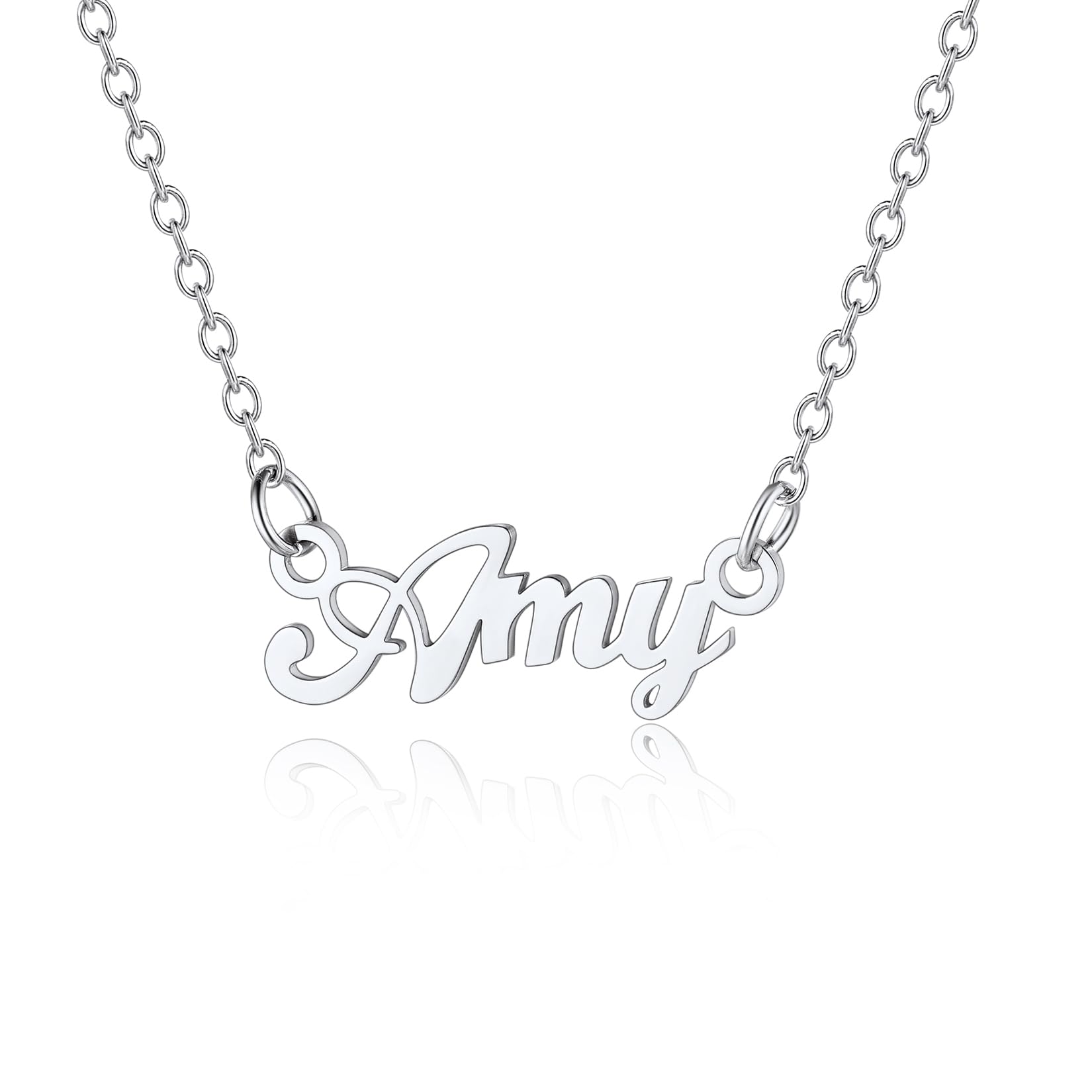 U7 Womens Name Necklace Amy Pendant for Women Custom Necklaces — image 1