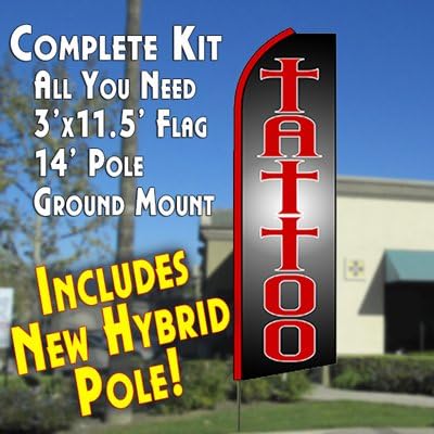TATTOO (Gradient) Flutter Feather Banner Flag Kit (Flag, Pole, &amp; Ground Mt)