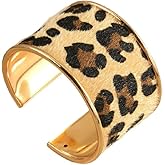 Kysin Chiys Wild Leopard Cuff Bracelet Gold Open Bangle Bracelets Chunky Gold Wide Bangle Bracelet for Women Fashion Jewelry