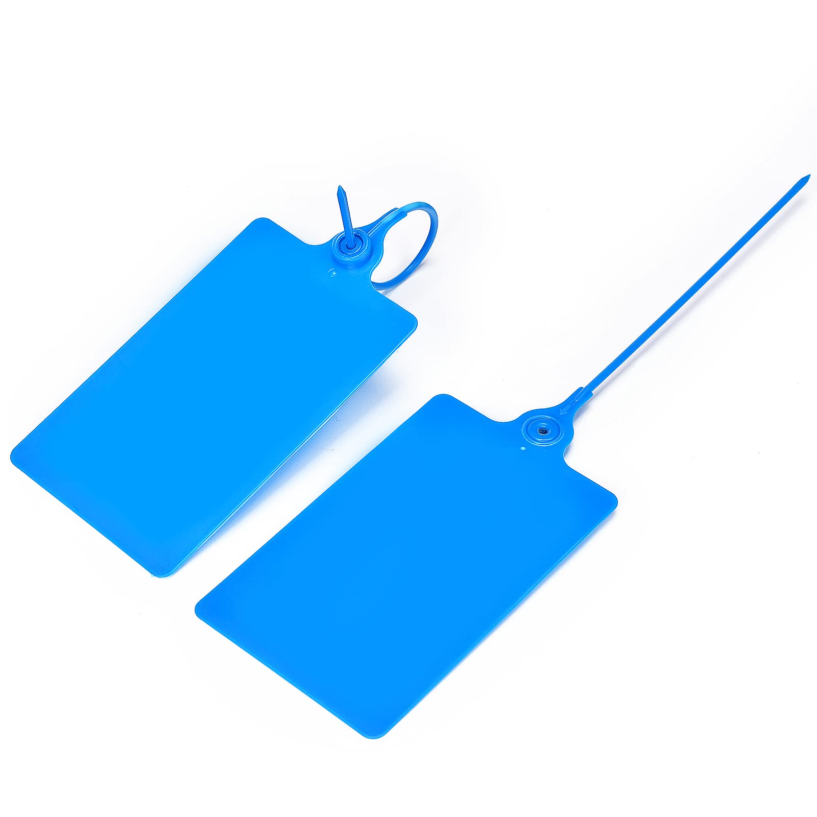 Lzbignun 100 Plastic Label Tags Shipping Waterproof Labeling Zip Tie Tag Security Seals Large Blank Labels Writable Marker Lables Hanging Storage with One Pen(Blue)